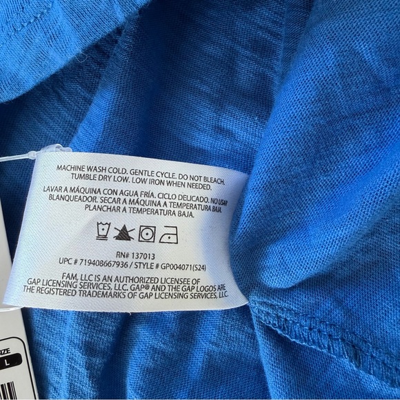 GAP Tiered Cotton T-Shirt Dress Nautical Blue Short Sleeve Size L NWT - Picture 6 of 8